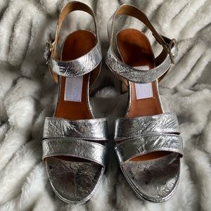 Lanvin Cracked Silver Heels